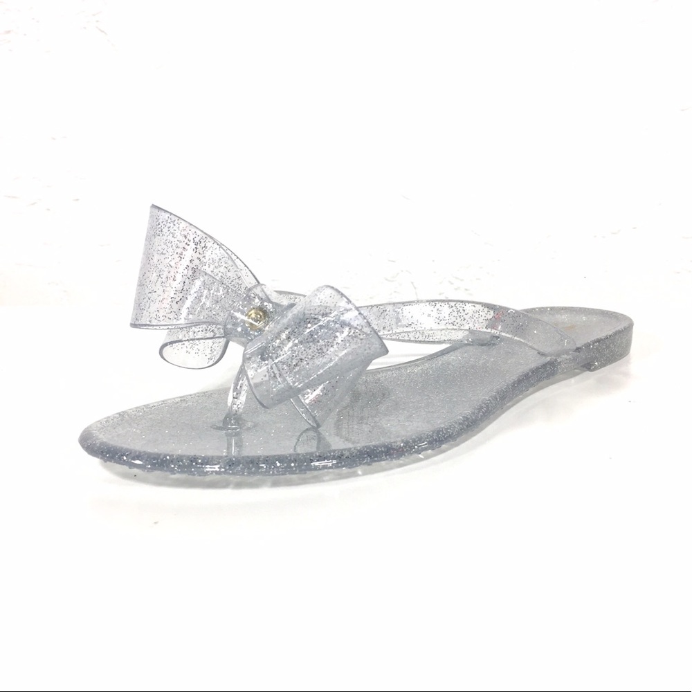Maker's Shoes Clear Jelly Silver Flip Flops
